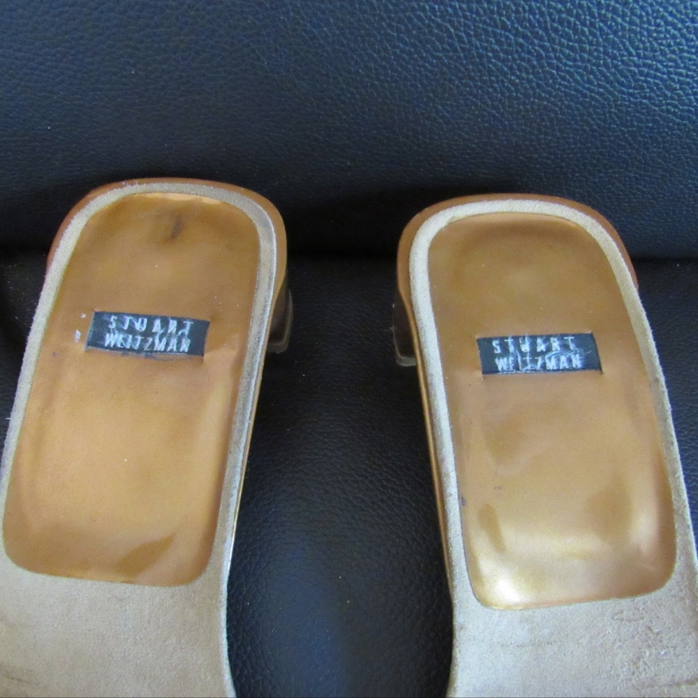 Y2k Stuart Weitzman Open Toe Fabric Mules Size 8 … - image 6